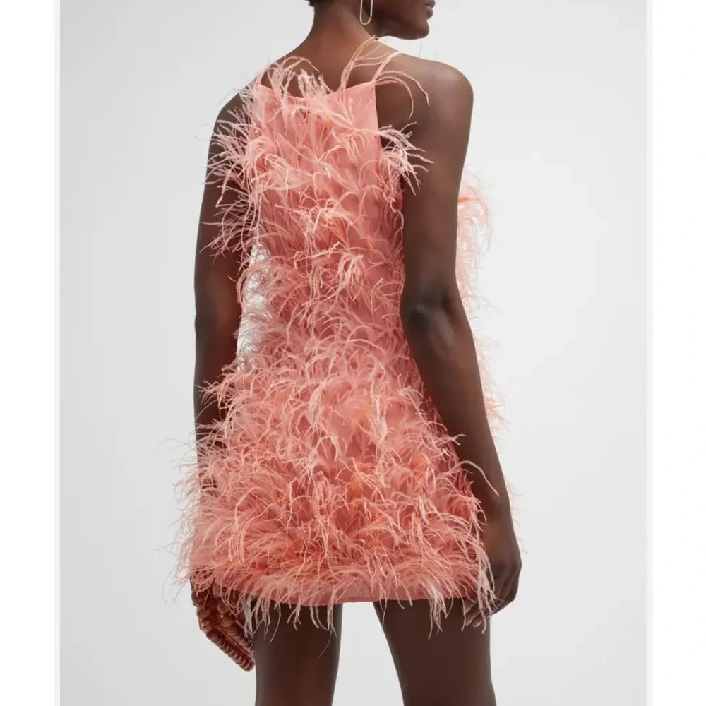 cult gaia Pink Feathered Mini Dress - Picture 2 of 8